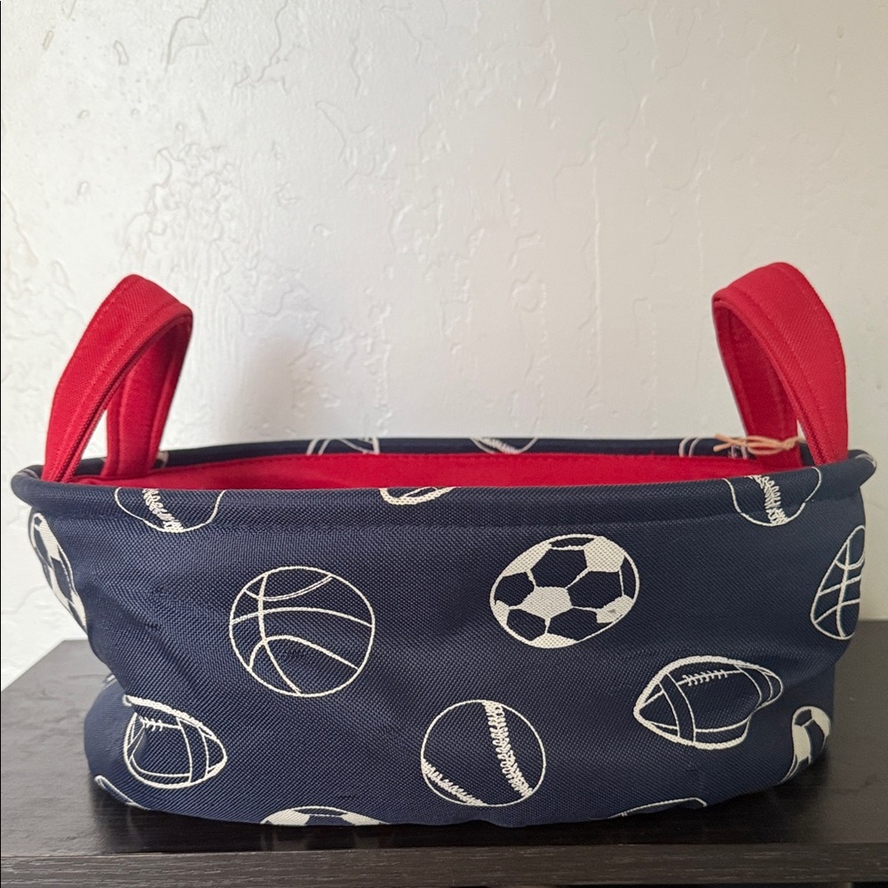 TM Designs | Sports-Themed Kids Storage Basket - Navy and Red